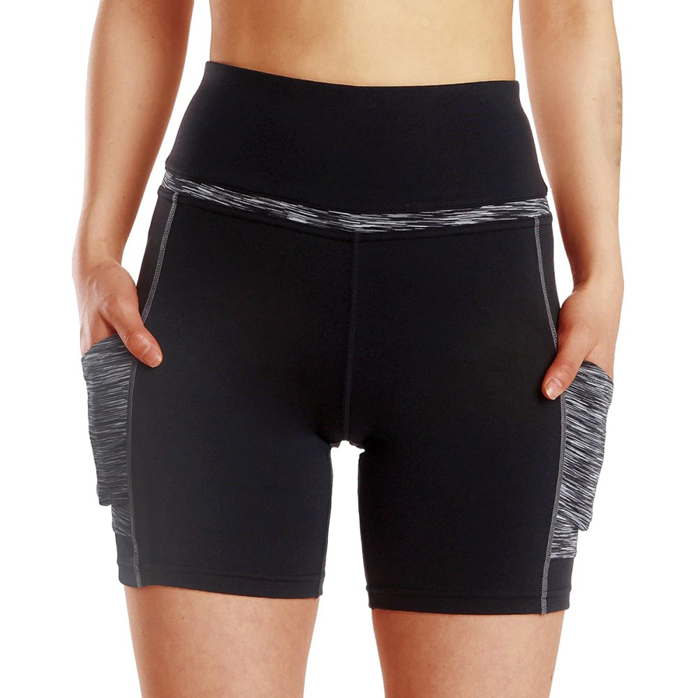 ChinFun High Waist Tummy Control Yoga Shorts With Side Pockets