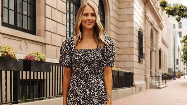 The Drop Women's Animal Print Smocked-Bodice Front-Slit Midi Dress by @fashion_jackson