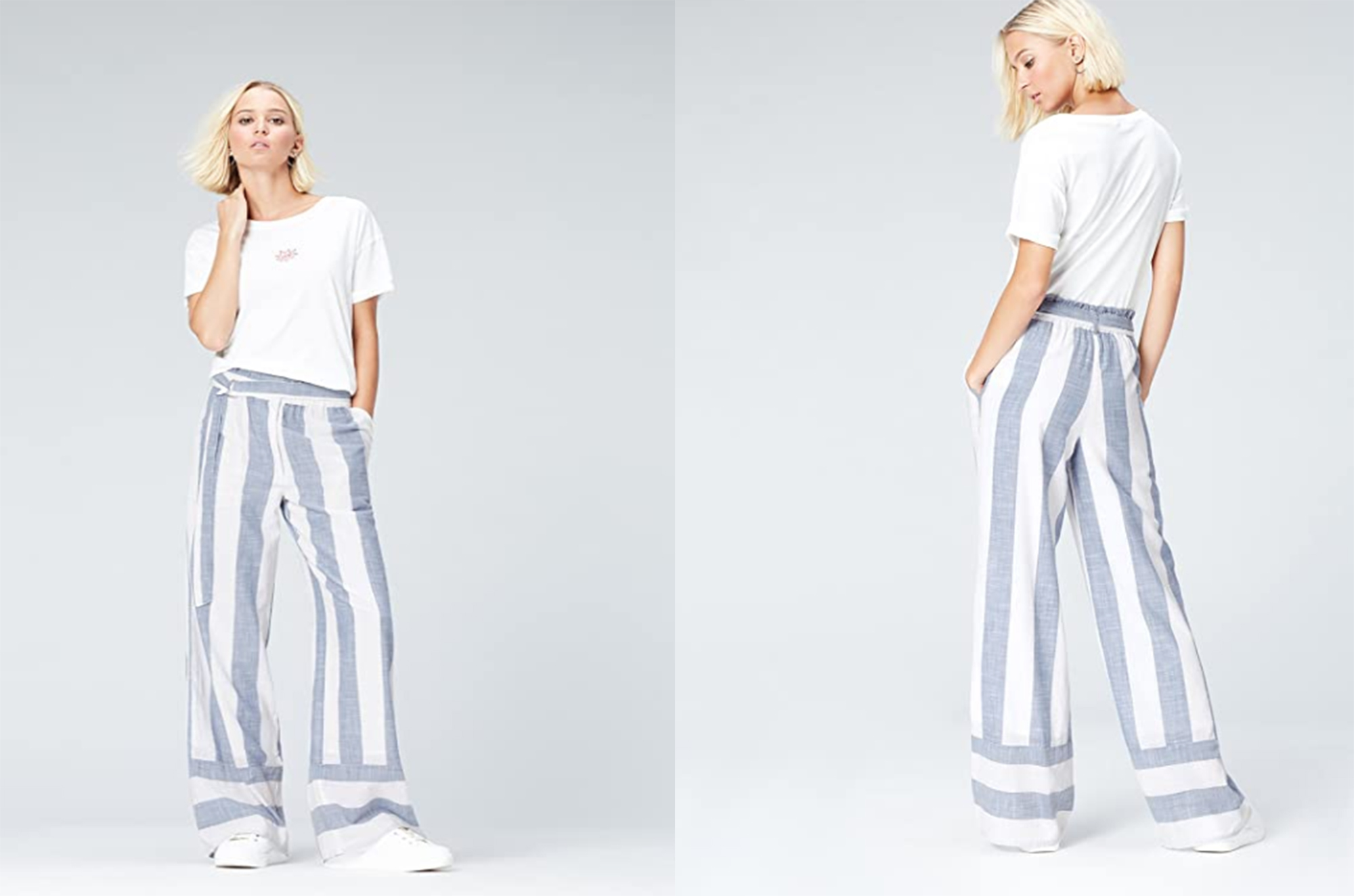 find. Women's High Waist Wide-Leg Wide Stripe Pants