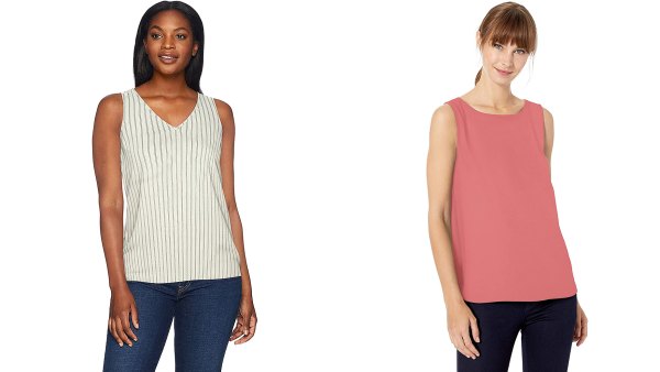 Lark & Ro Standard Sleeveless Layering Tank Top: Crew and V-Neck