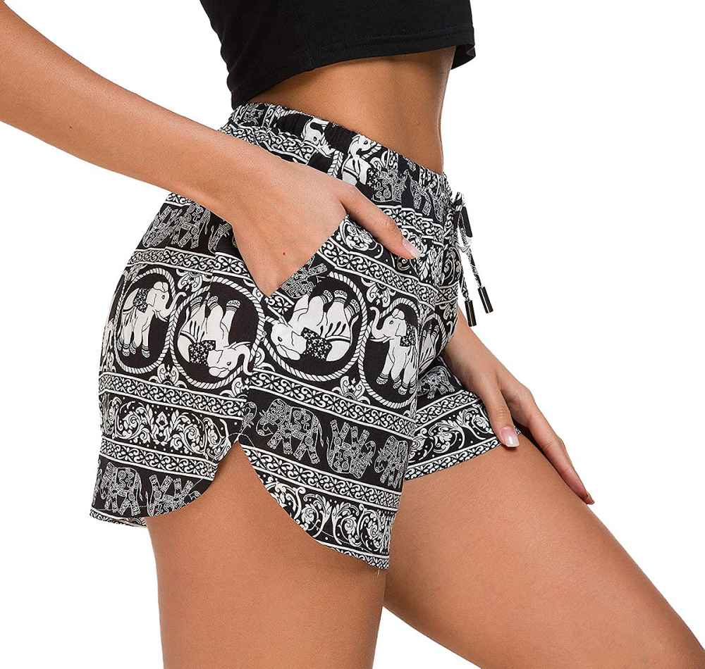 Urban CoCo Elastic Waist Boho Print Shorts