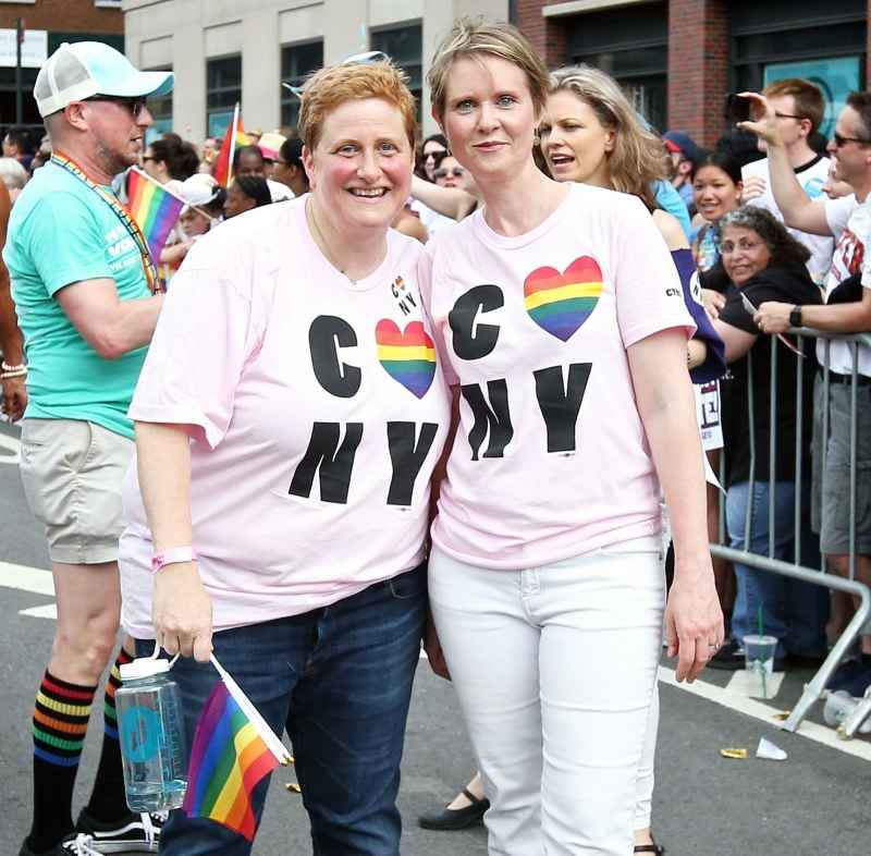 Christine Marinoni and wife Cynthia Nixon at NYC Pride March Hollywoods Gay Power Couples