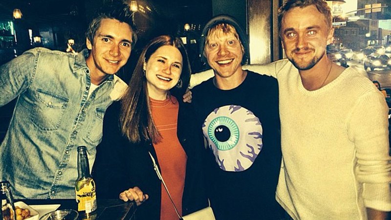 02 James Phelps Bonnie Wright Rupert Grint and Tom Felton March 2015 Harry Potter Stars Reunite Over the Years