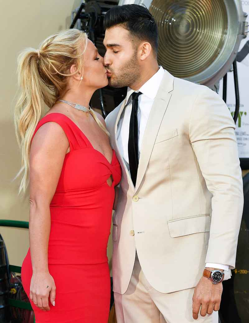Britney Spears and Sam Asghari Relationship Timeline Kissing at Once Upon a Time in Hollywood Premiere
