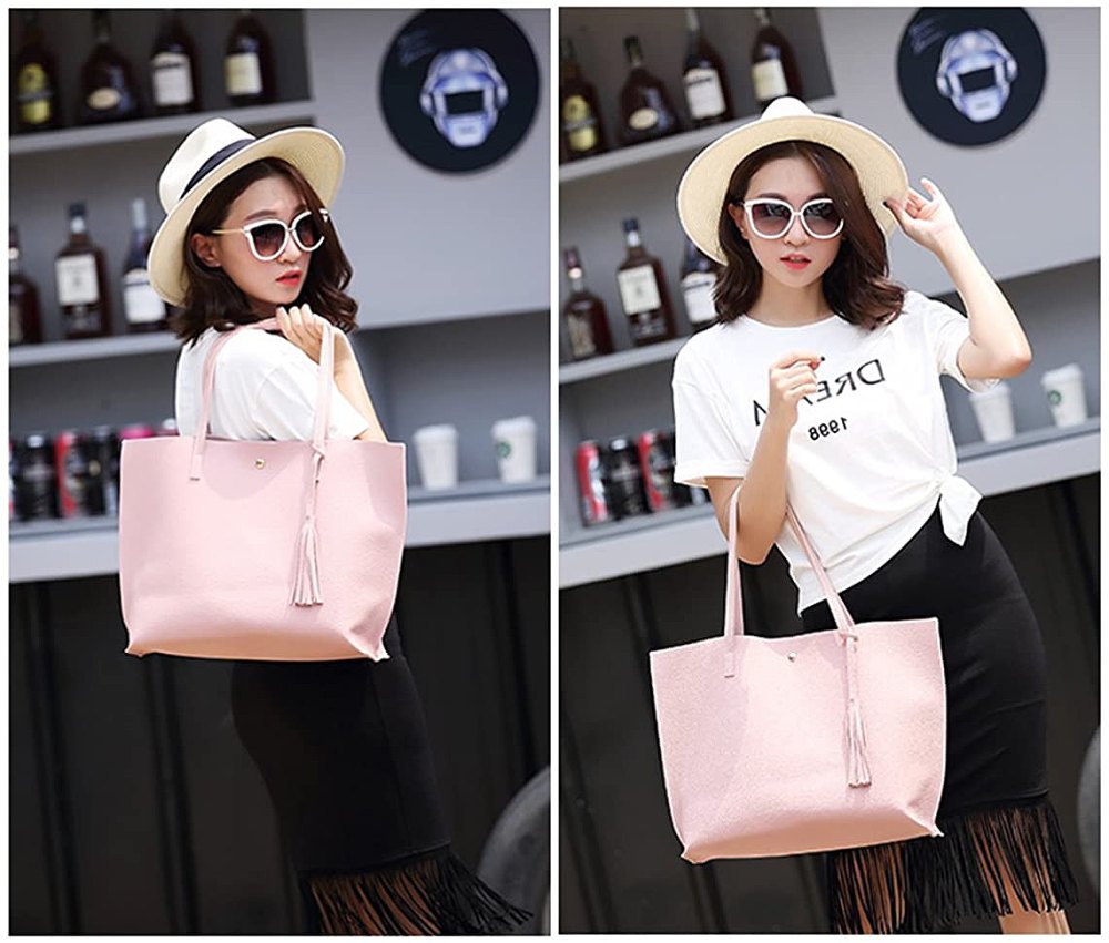 Dreubea Soft Faux-Leather Tote Shoulder Bag