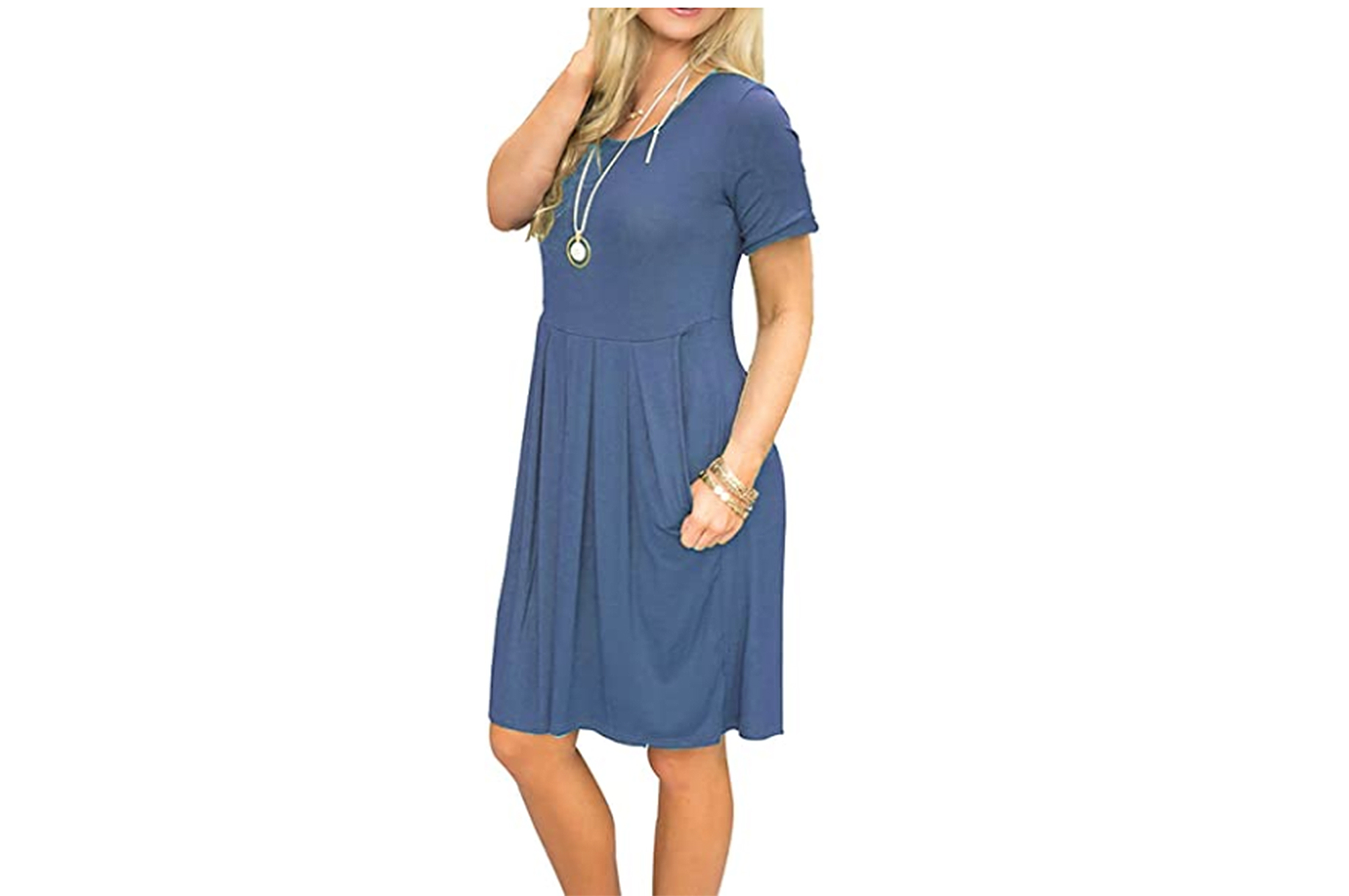 AUSELILY Women's Summer Casual T Shirt Dresses Short Sleeve Swing Dress with Pockets