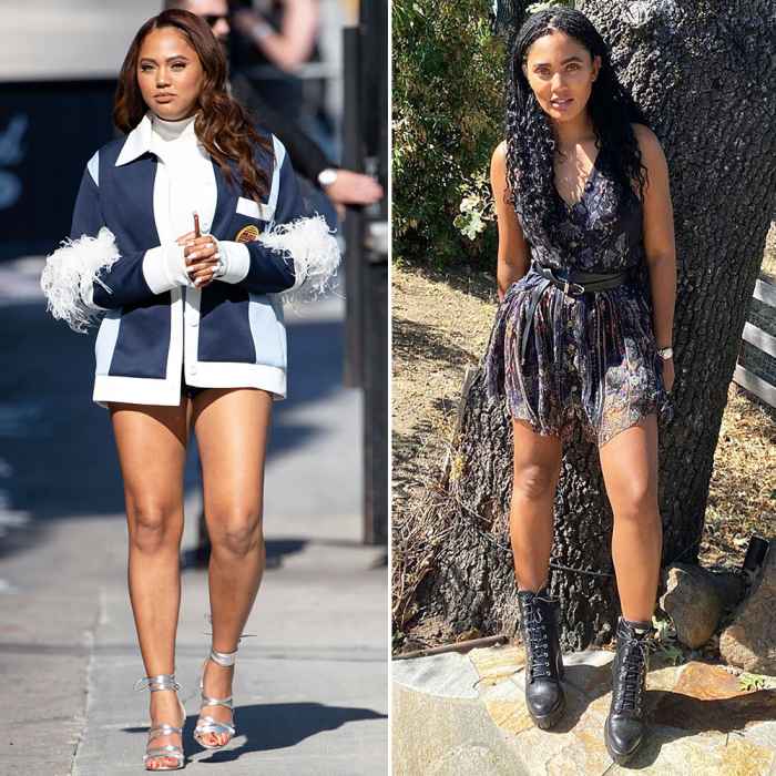 Ayesha Curry arriving at Jimmy Kimmel Live in June 2019 and in August 2020 Ayesha Curry Lost 35 Pounds in Coronavirus Quarantine