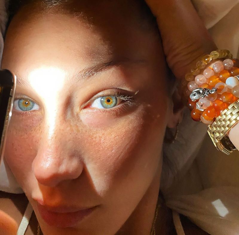 Bella Hadid Bares Freckles in Up-Close Makeup-Free Selfie