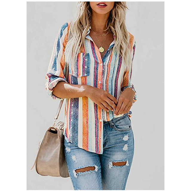 Any Boho-Chic Fashionista Will Adore This Striped Button-Down Top ...
