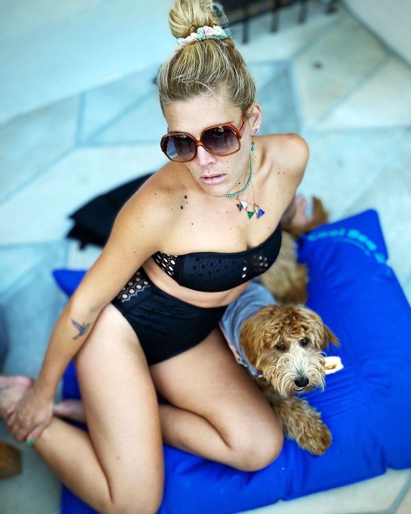 Busy Philipps Lounges With Her Dog Gina in a Strapless Bikini