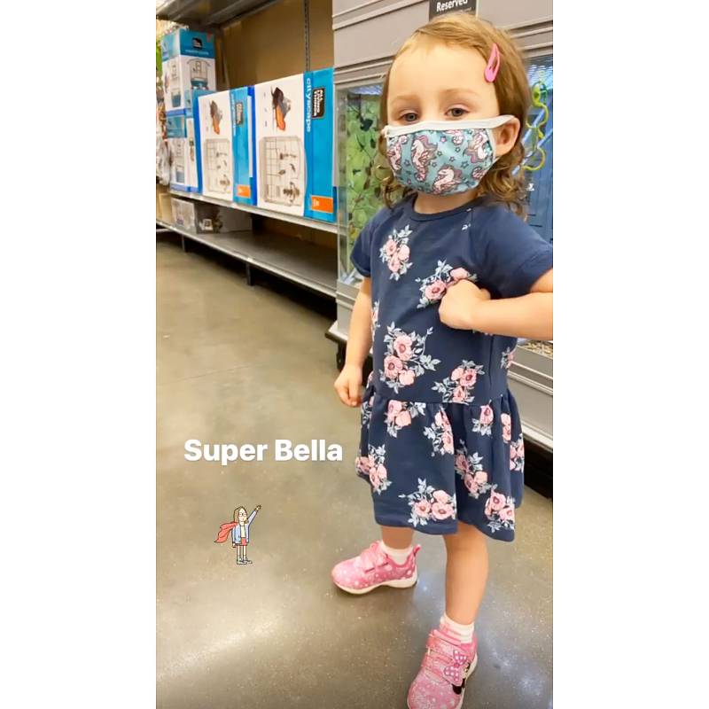 Carly Waddell Daughter Bella Wearing a Face Mask