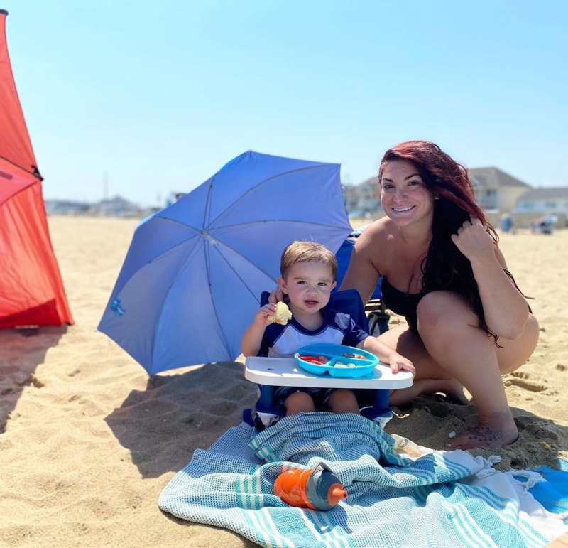 Deena Nicole Cortese Beach Day with son