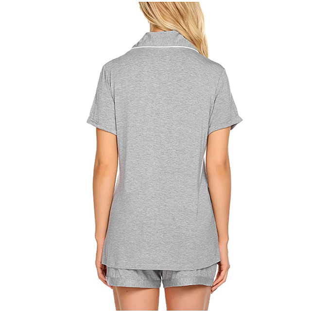 Ekouaer Pajamas Set Short Sleeve Sleepwear (Light Grey)