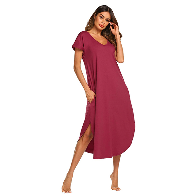 Ekouaer Casual Long Sleep Shirtdress Doubles as a Cute Maxi Dress | Us ...