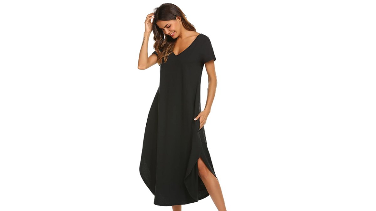 Ekouaer Sleepwear Women's Casual V Neck Nightshirt
