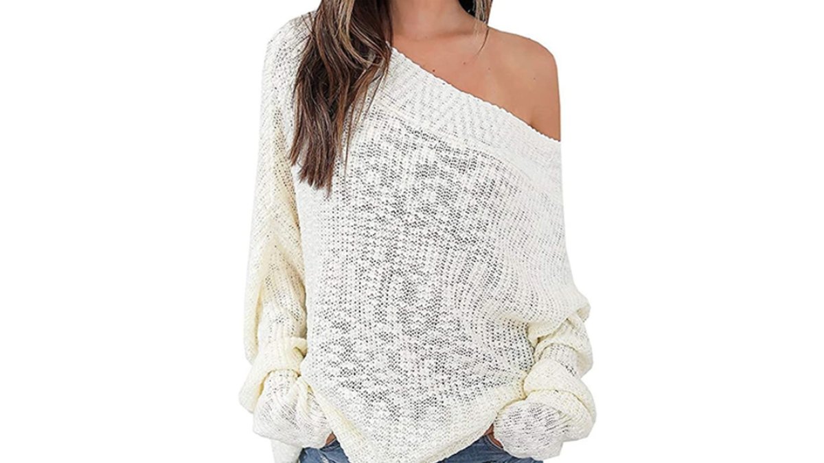 Exlura Women's Off Shoulder Sweater Batwing Oversized Jumper