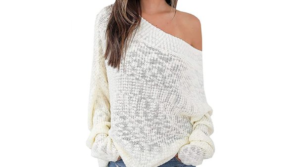 Exlura Women's Off Shoulder Sweater Batwing Oversized Jumper