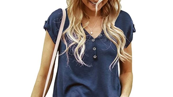 GOSOPIN Women Summer Short Sleeve Button Tunic Top