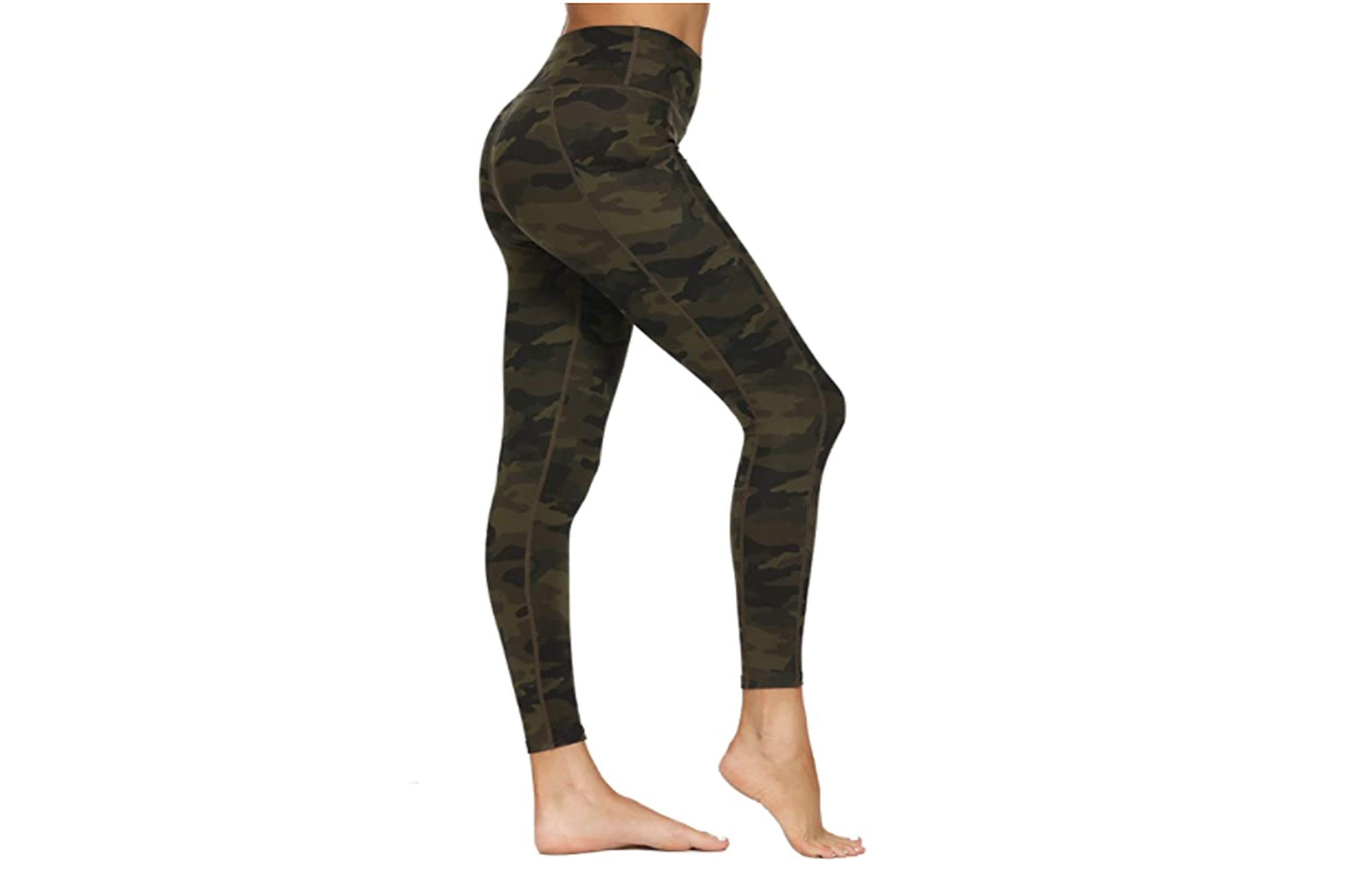 DEMOZU Womens High Waist Camo Yoga Leggings 7/8 Length Printed Workout Running Compression Pants with Pockets 