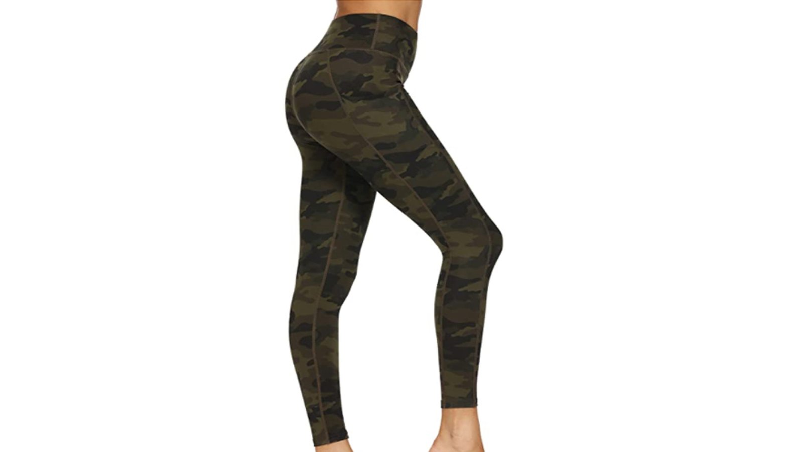 Houmous Women's High Waisted Pattern Yoga Pants 7-8 Length Leggings (Deep Green Camo)