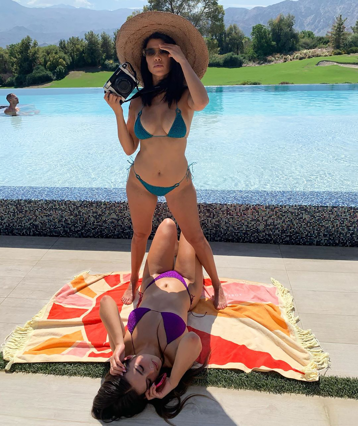 TikTok Star Addison Rae and Kourtney Kardashian Pose in Tiny String Bikinis