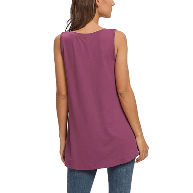 MISFAY Women's Casual Sleeveless T Shirt Blouse (Mauve)