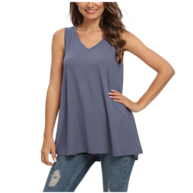 MISFAY Women's Casual Sleeveless T Shirt Blouse (Purple Gray)