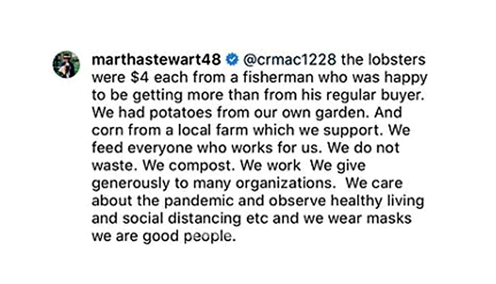 Martha Stewart Slams Claim That Shes Tone Deaf Eating Lobster