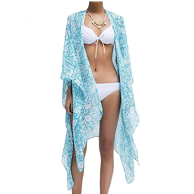 Moss Rose Women's Beach Cover Up Kimono Cardigan (Bridy Aqua)