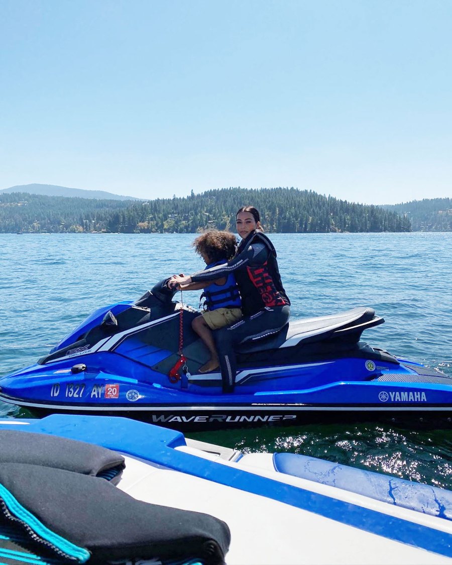 Saint West and Kim Kardashian Riding a Jet Ski