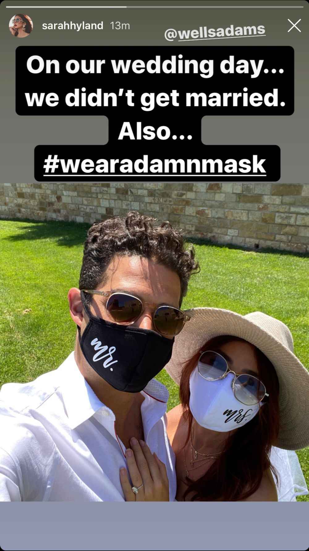 Sarah Hyland and Wells Adams Celebrate Their Postponed Wedding Day