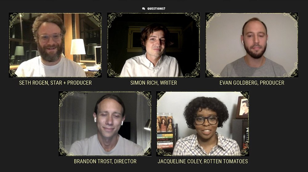 Seth Rogen, Simon Rich, Evan Goldberg, Brandon Trost and Jacqueline Coley from the An American Pickle virtual premiere and live conversation