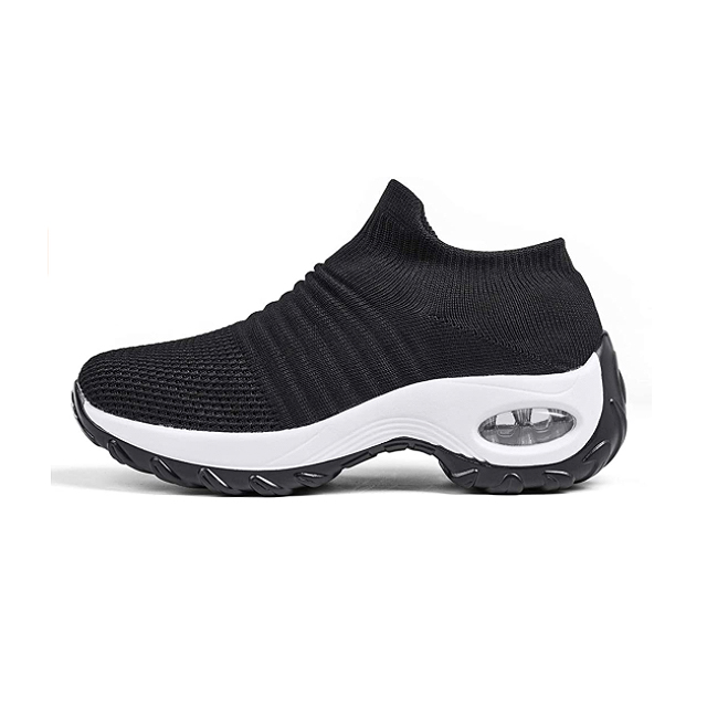 Slow Man Women's Walking Shoes Sock Sneakers (Black)