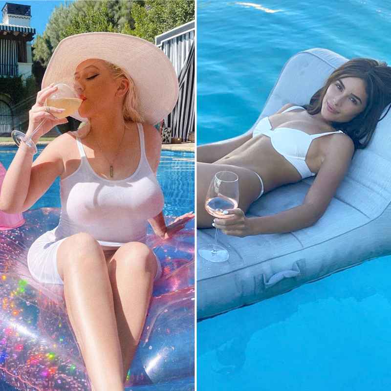Stars Snacking Poolside Christina Aguilera Olivia Culpo