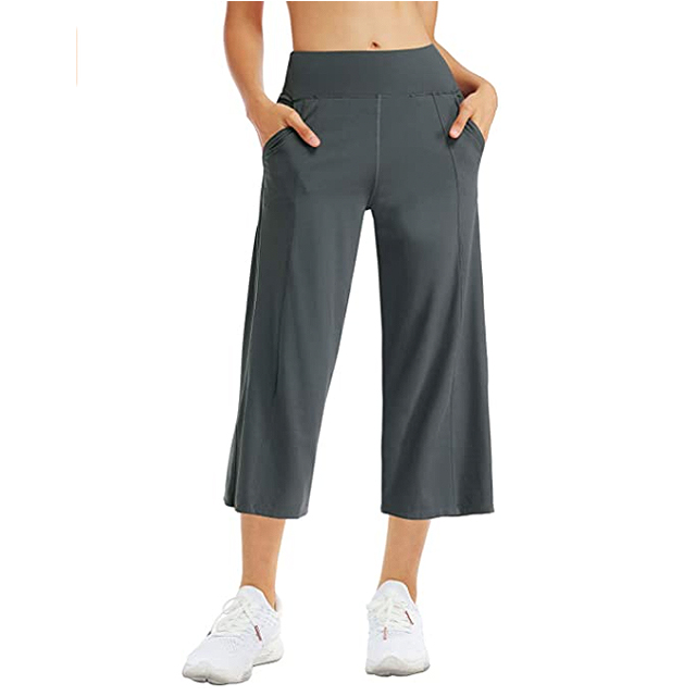 THE GYM PEOPLE Bootleg Yoga Capris Pants for Women (Dark Grey)