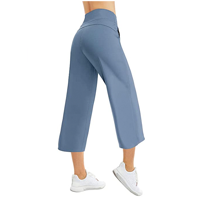 THE GYM PEOPLE Bootleg Yoga Capris Pants for Women (Denim Blue)