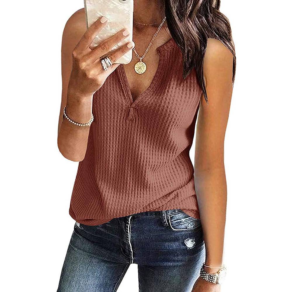 DellyTop Waffle Knit Summer Sleeveless Tank Top