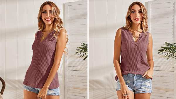 DellyTop Waffle Knit Summer Sleeveless Tank Top