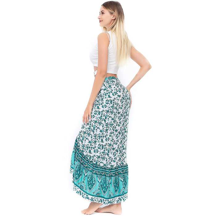 Boho Print High Waist Wrap Skirt