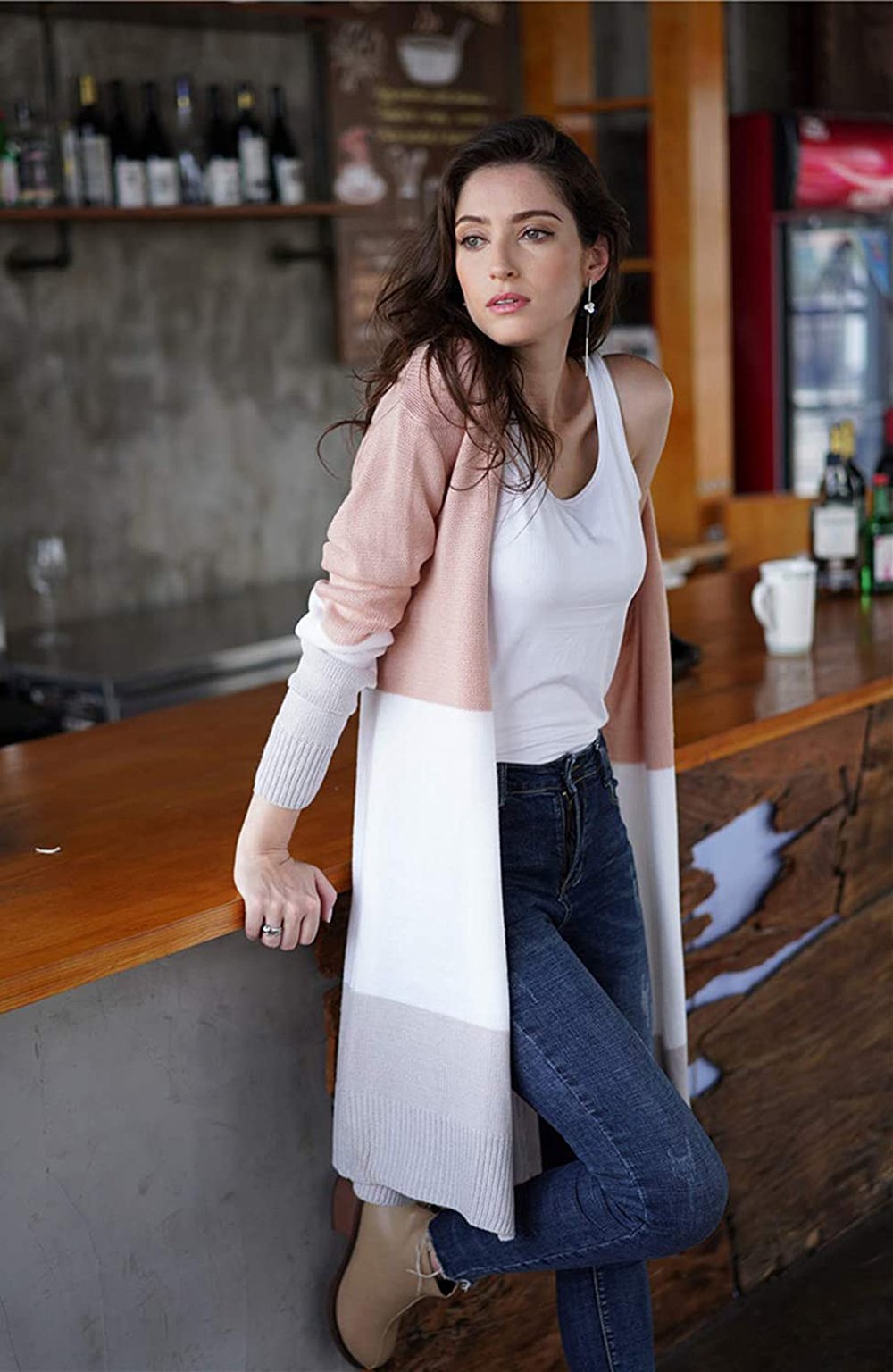 KIRUNDO Open Front Long Cardigan