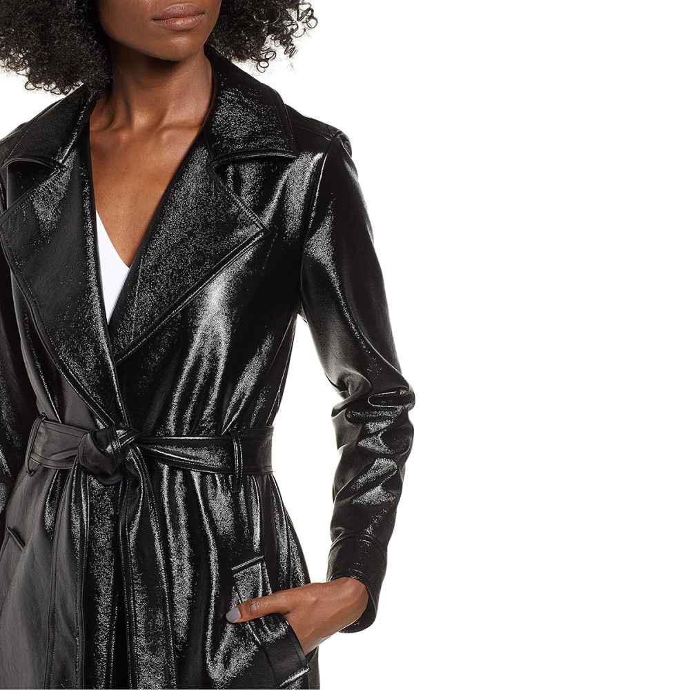 Leith Faux Patent Leather Trench CoatLeith Faux Patent Leather Trench Coat