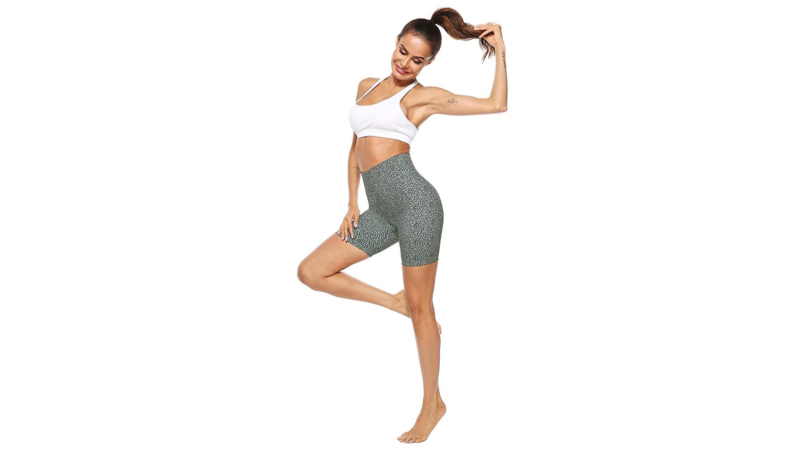 Persit High Waist Print Workout Yoga Shorts