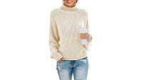 ZESICA Turtleneck Long Batwing Sleeve Sweater