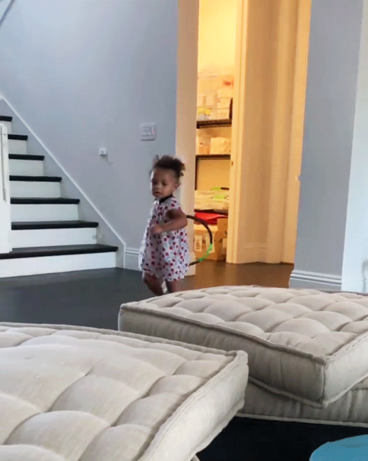 Olympia Playing With Tennis Racquets Serena Williams Cutest Moments With Her and Alexis Ohanian Daughter Olympia