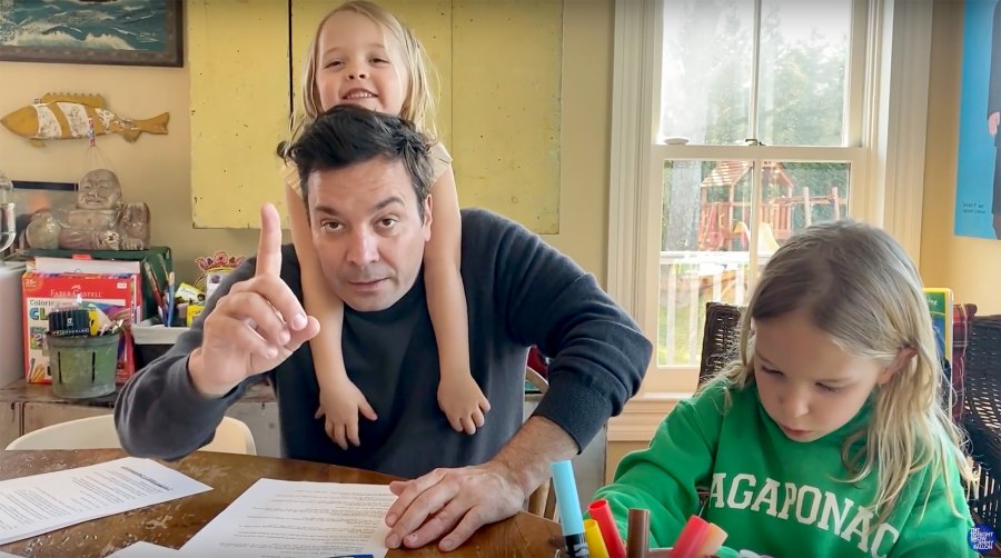 1 June 2020 How-Jimmy-Fallon-Feels-About-Daughters-Crashing-Interviews-Amid-Quarantine-Jimmy Fallon Best Moments With Nancy Juvonen and 2 Kids