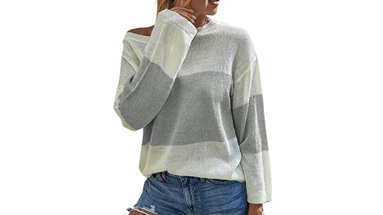 Angashion Women's Color Block Long Sleeve Crew Neck Pullover