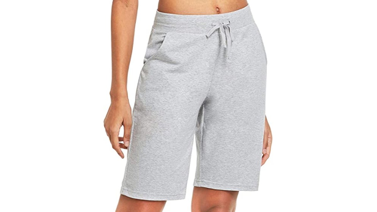 BALEAF Women's 10" Long Cotton Lounge Bermuda Jersey Shorts