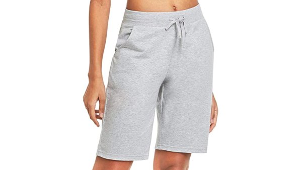 BALEAF Women's 10" Long Cotton Lounge Bermuda Jersey Shorts