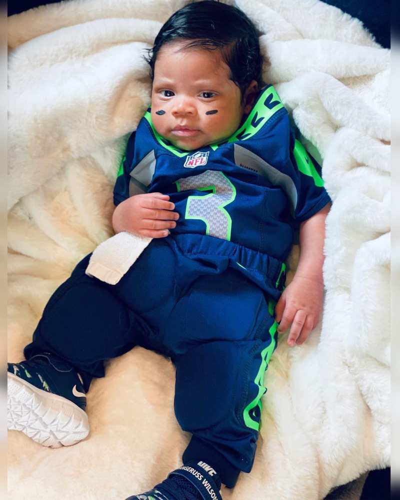 Ciara Dresses 1-Month-Old Son Win in Football Uniform Ahead of Russell Wilson Game