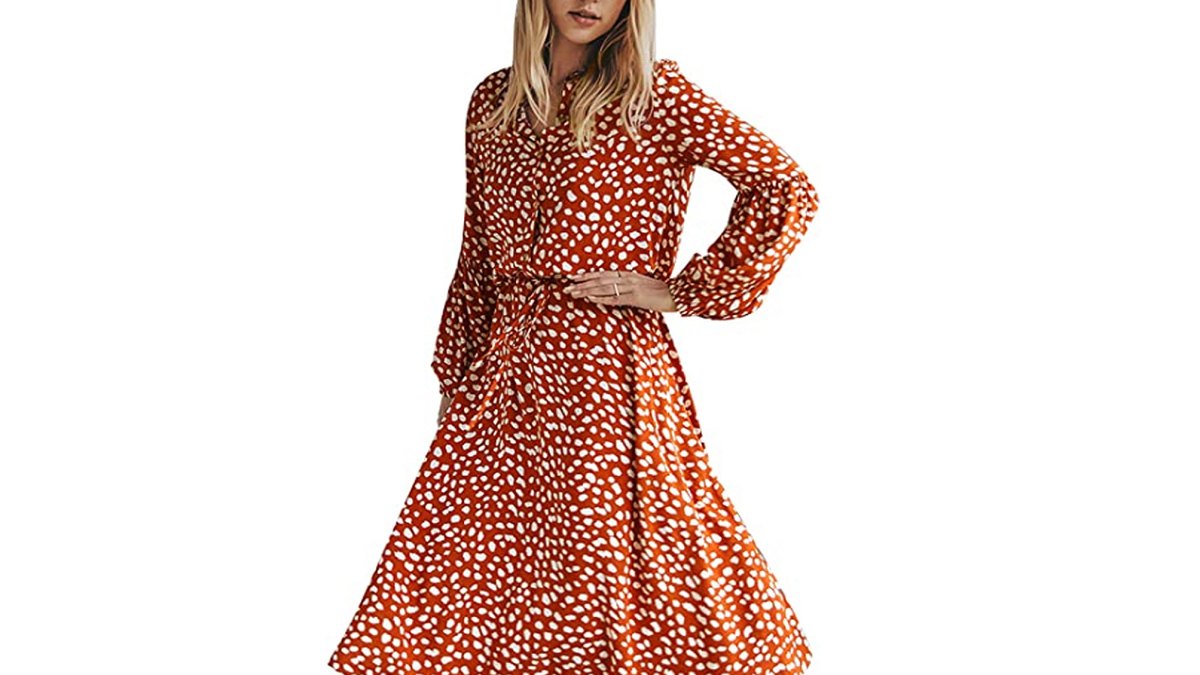 CinShein 2020 Women's Casual Polka Dot Button Down Dress (Navy Blue)